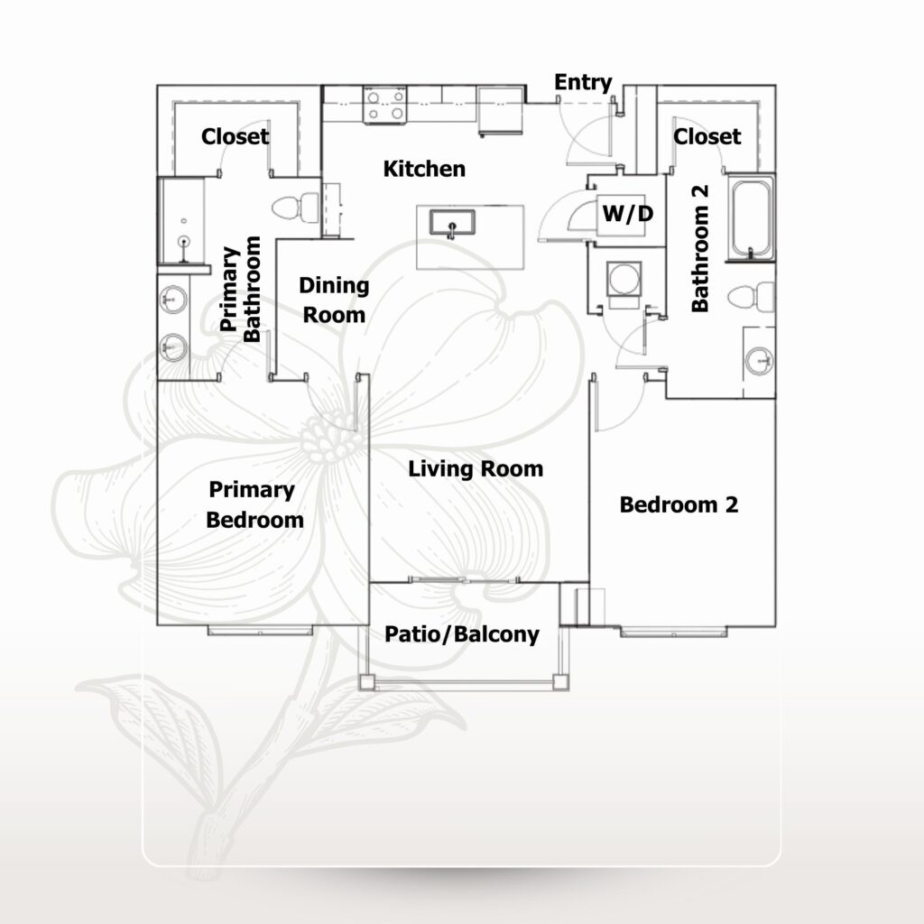 The Dogwood 2 bedroom 2 bath apartment
