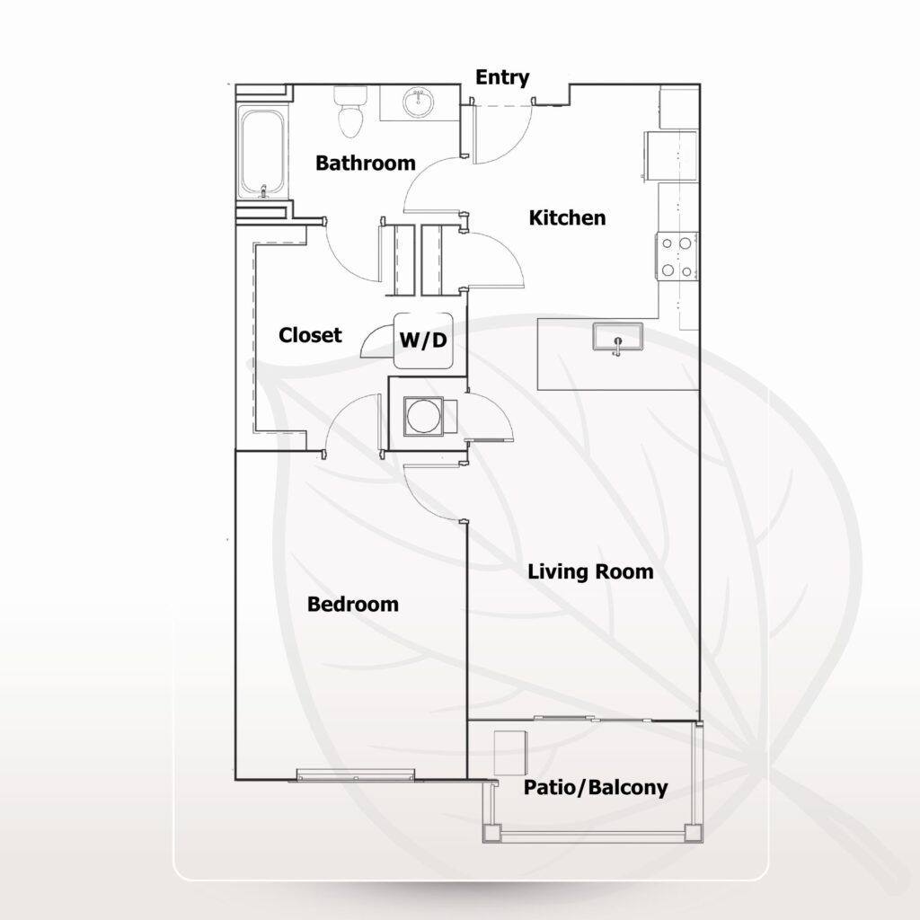 The Redbud 1 bedroom 1 bath apartment