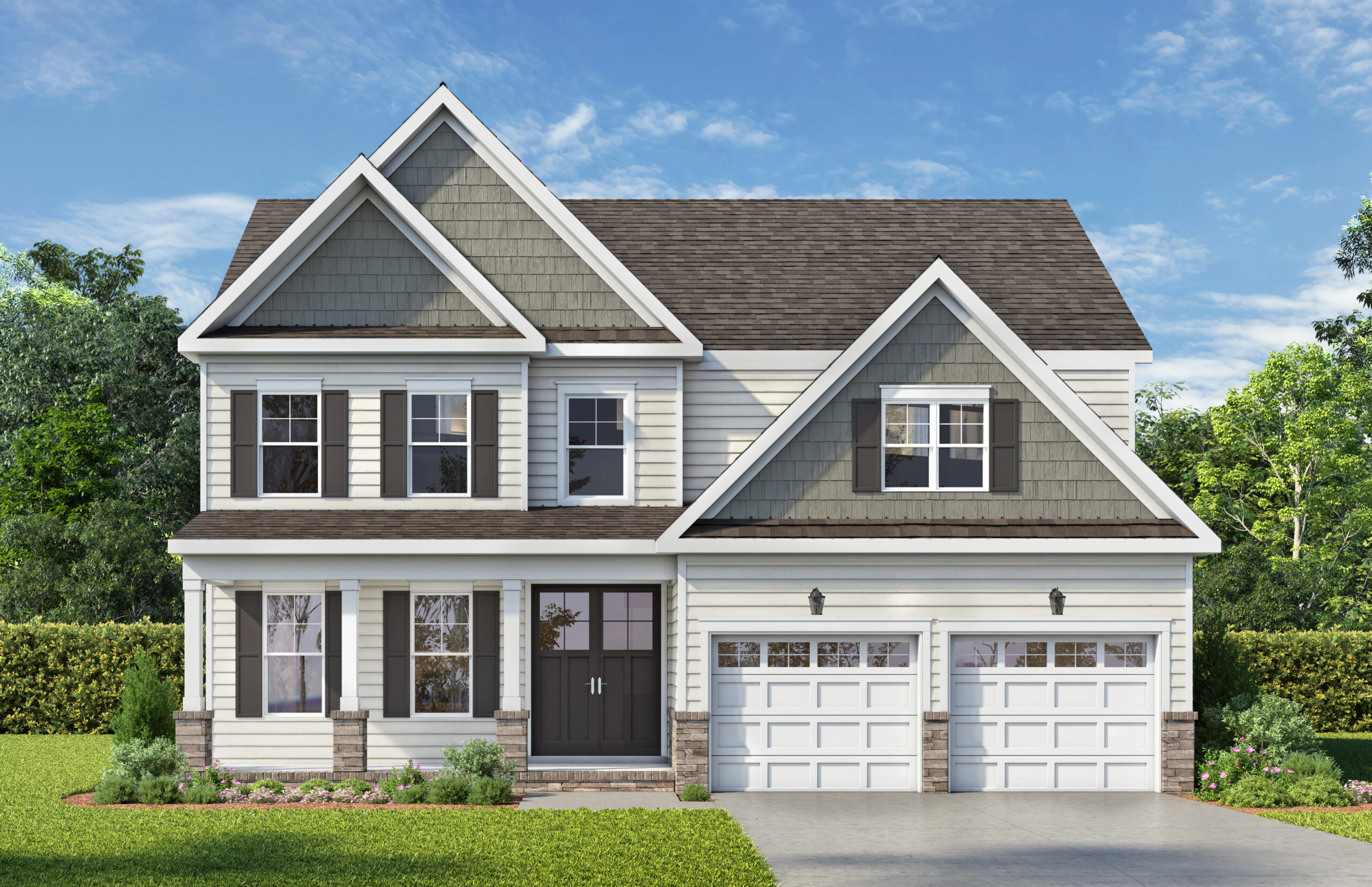 The Blue Heron home exterior at The Reserve at Camden Lakes in South Mills, NC.
